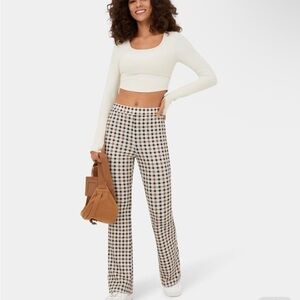 Halara High Waisted Plaid Flare Casual Pants - Small Plaid